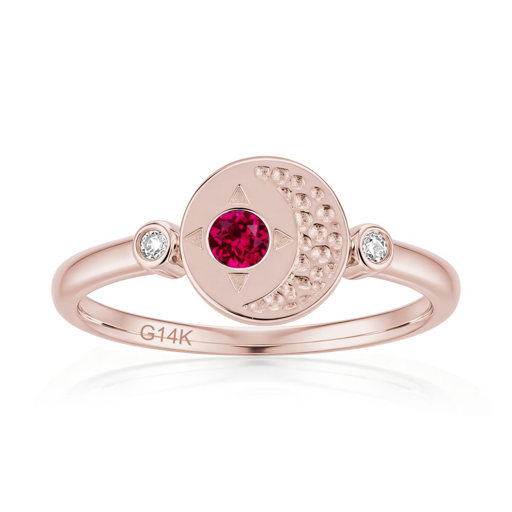 Petite Emerald Star and Moon Ring - LUO Jewelry #gemstone_Ruby