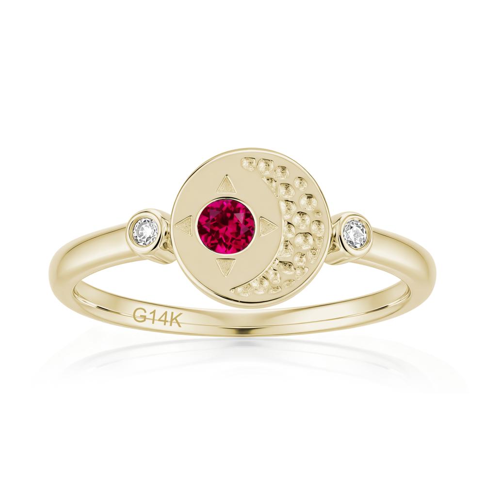Petite Emerald Star and Moon Ring - LUO Jewelry #gemstone_Ruby