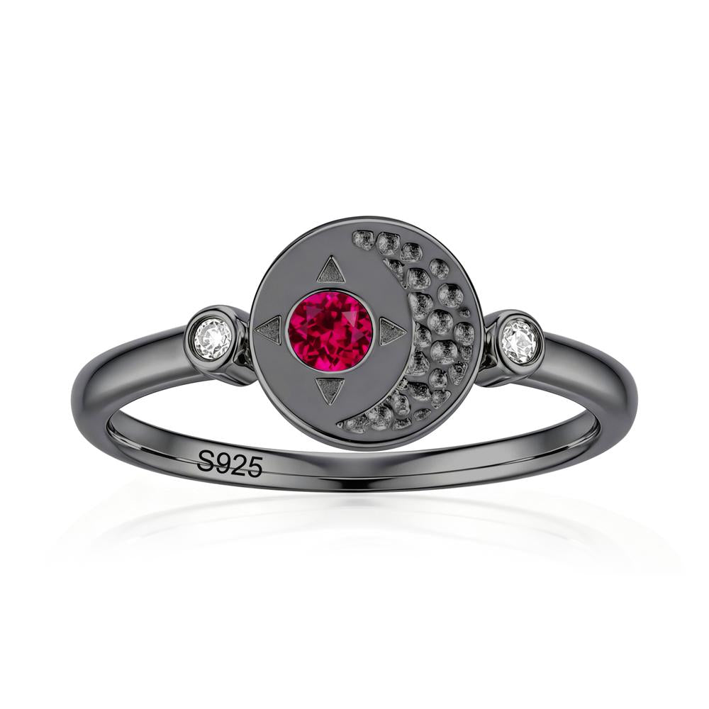 Petite Emerald Star and Moon Ring - LUO Jewelry #gemstone_Ruby