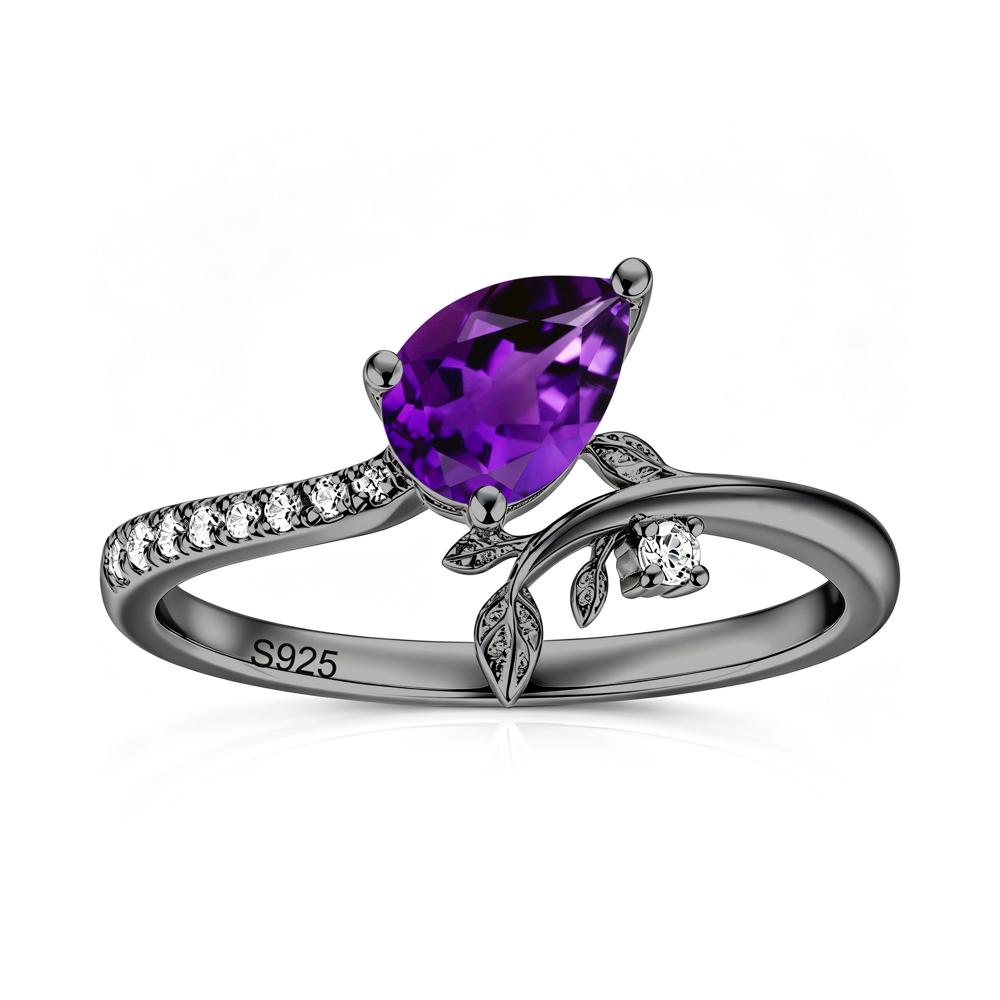 Pear Cut Emerald Twig Leaf Ring - LUO Jewelry #gemstone_Amethyst