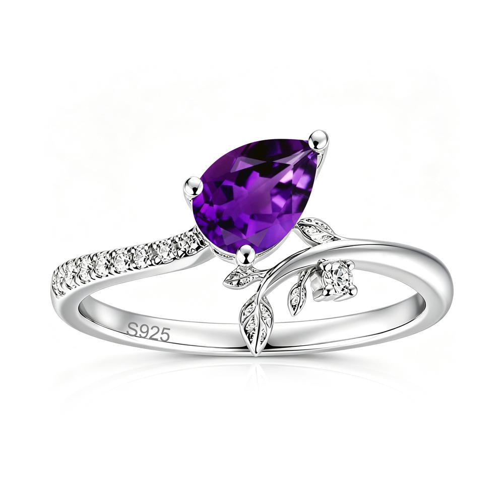 Pear Cut Emerald Twig Leaf Ring - LUO Jewelry #gemstone_Amethyst