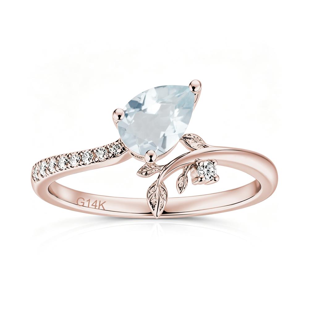 Pear Cut Emerald Twig Leaf Ring - LUO Jewelry #gemstone_Aquamarine