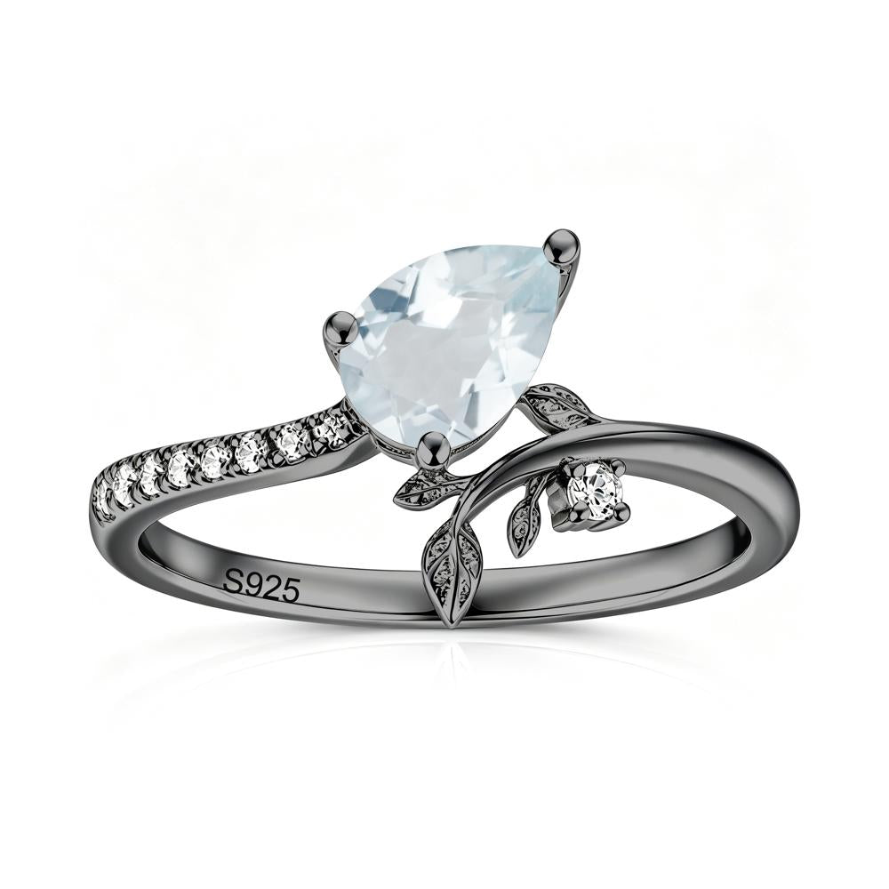 Pear Cut Emerald Twig Leaf Ring - LUO Jewelry #gemstone_Aquamarine