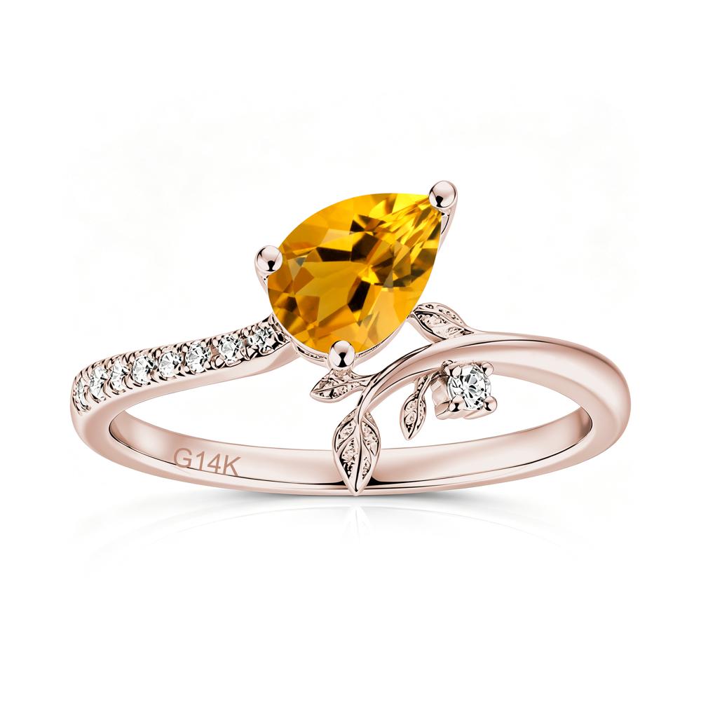 Pear Cut Emerald Twig Leaf Ring - LUO Jewelry #gemstone_Citrine