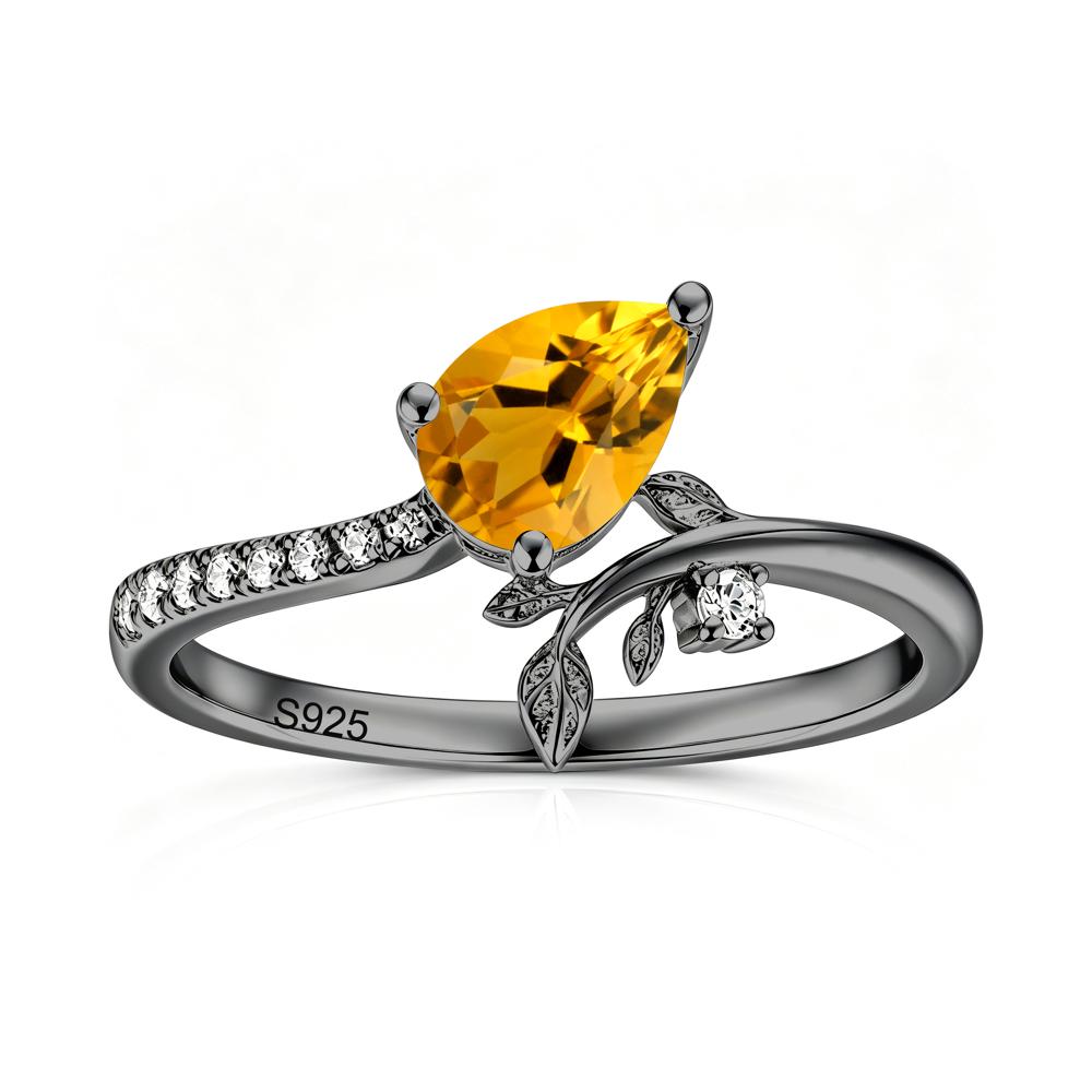 Pear Cut Emerald Twig Leaf Ring - LUO Jewelry #gemstone_Citrine
