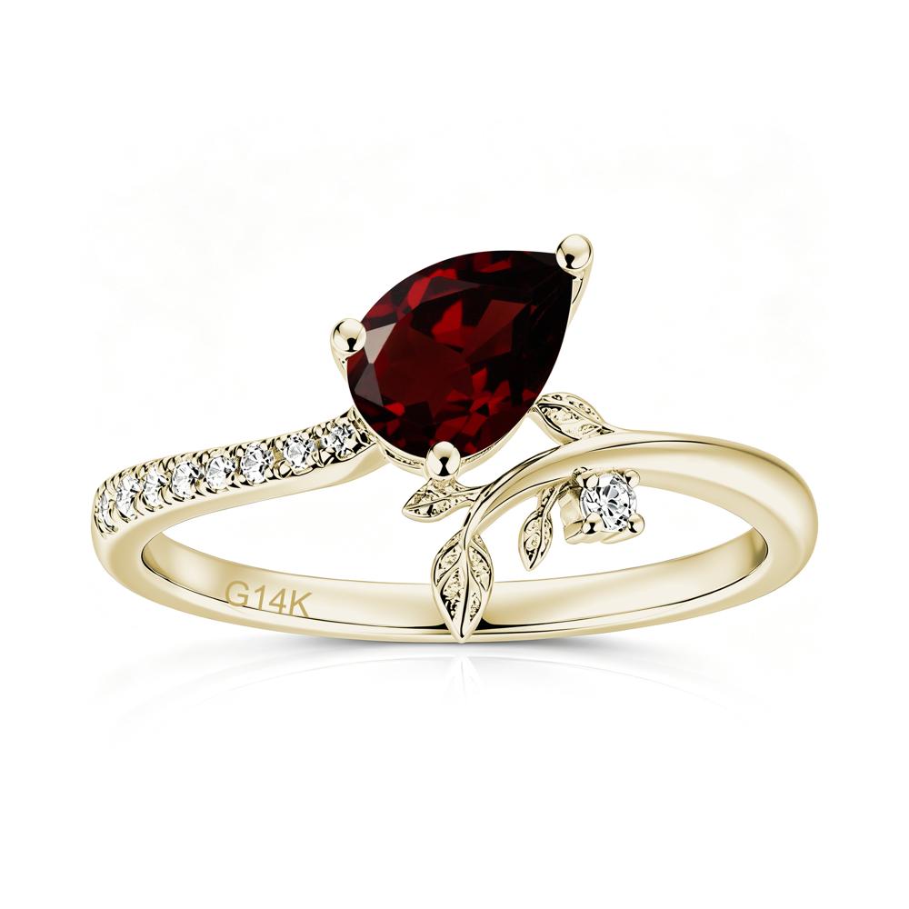 Pear Cut Emerald Twig Leaf Ring - LUO Jewelry #gemstone_Garnet
