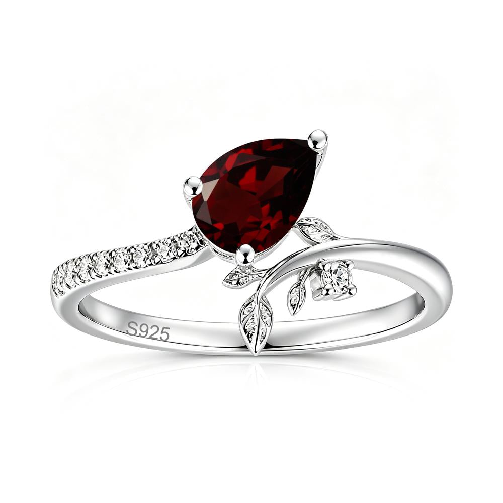 Pear Cut Emerald Twig Leaf Ring - LUO Jewelry #gemstone_Garnet