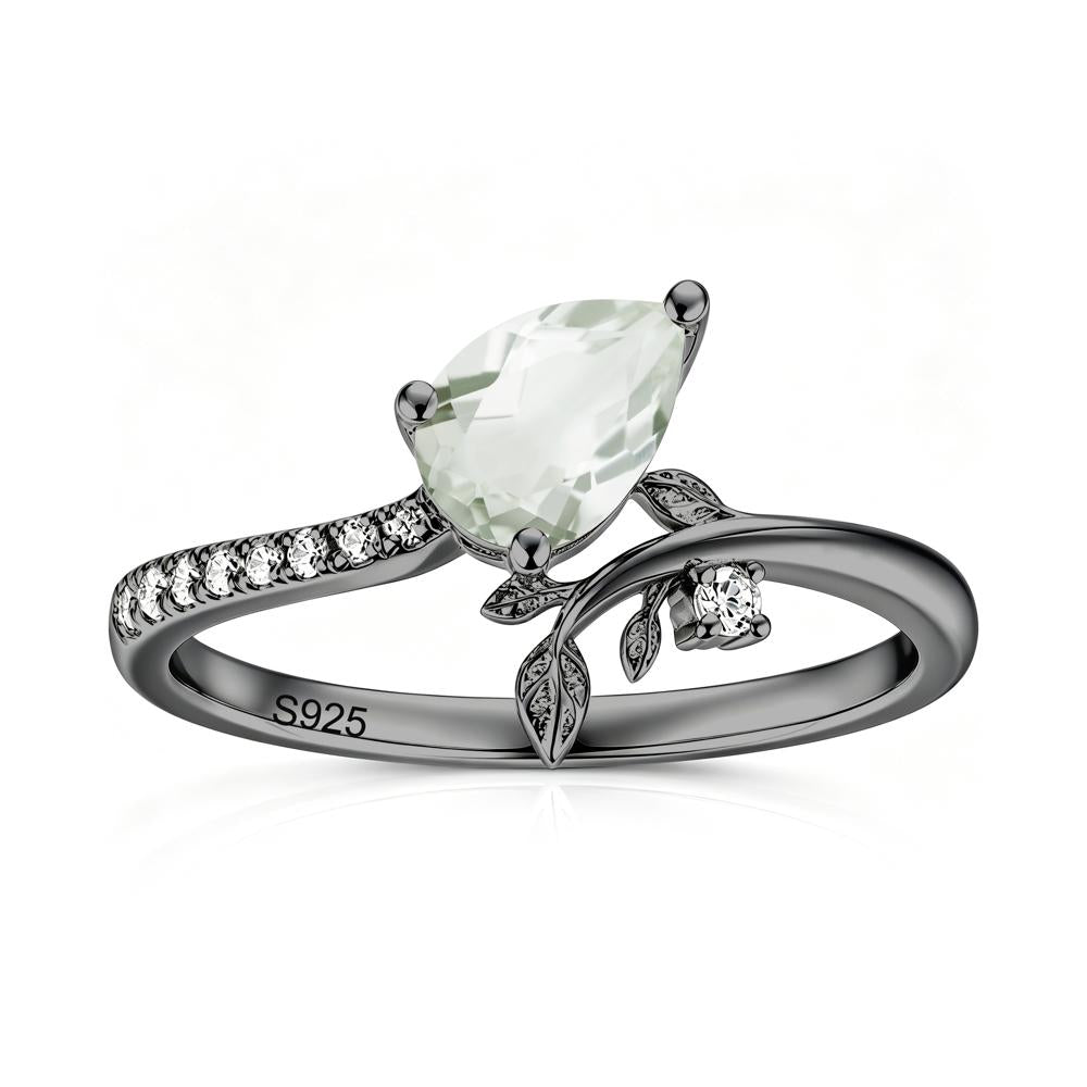 Pear Cut Emerald Twig Leaf Ring - LUO Jewelry #gemstone_Green Amethyst