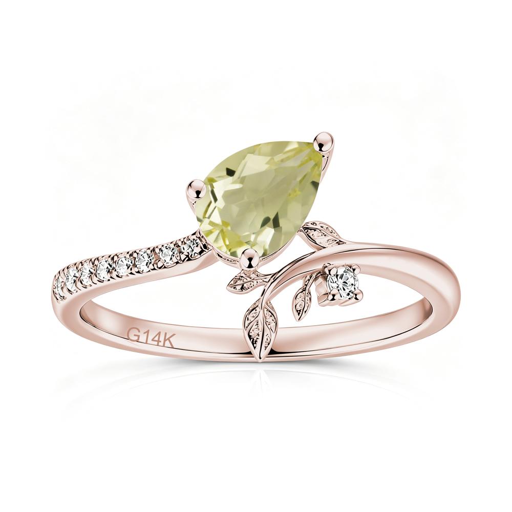 Pear Cut Emerald Twig Leaf Ring - LUO Jewelry #gemstone_Lemon Quartz