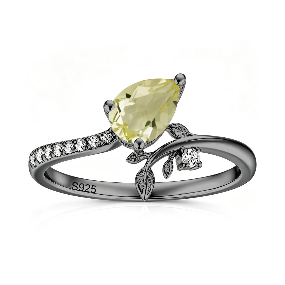 Pear Cut Emerald Twig Leaf Ring - LUO Jewelry #gemstone_Lemon Quartz