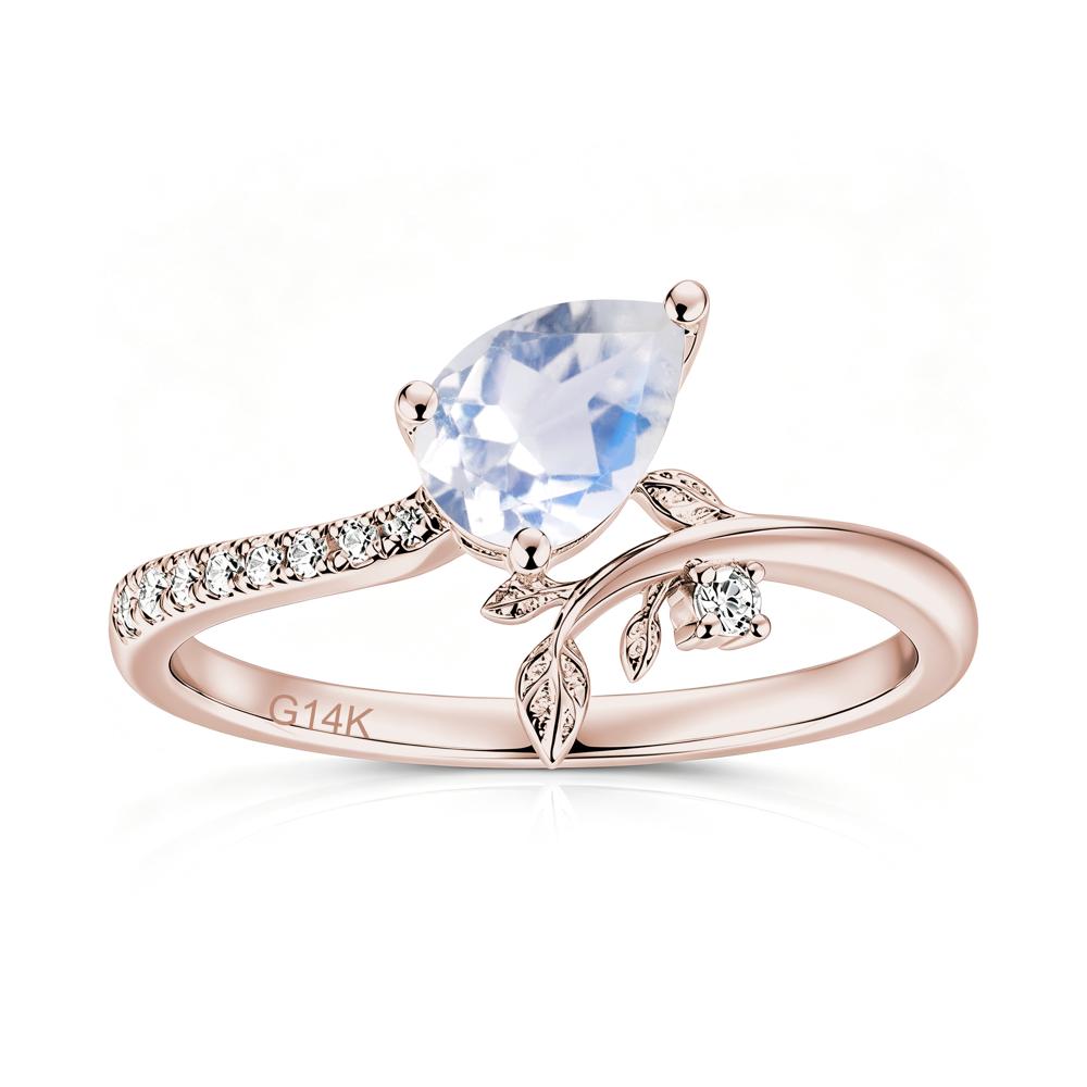 Pear Cut Emerald Twig Leaf Ring - LUO Jewelry #gemstone_Moonstone