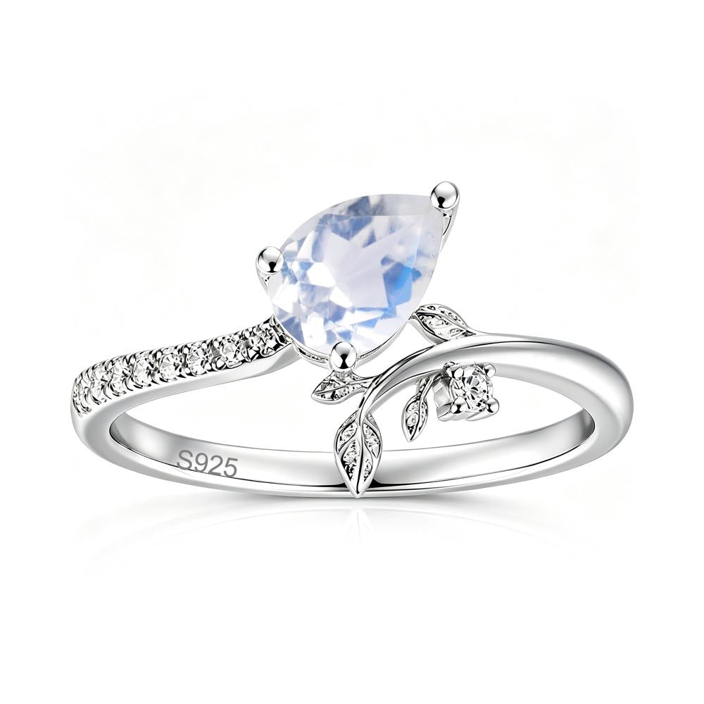 Pear Cut Emerald Twig Leaf Ring - LUO Jewelry #gemstone_Moonstone