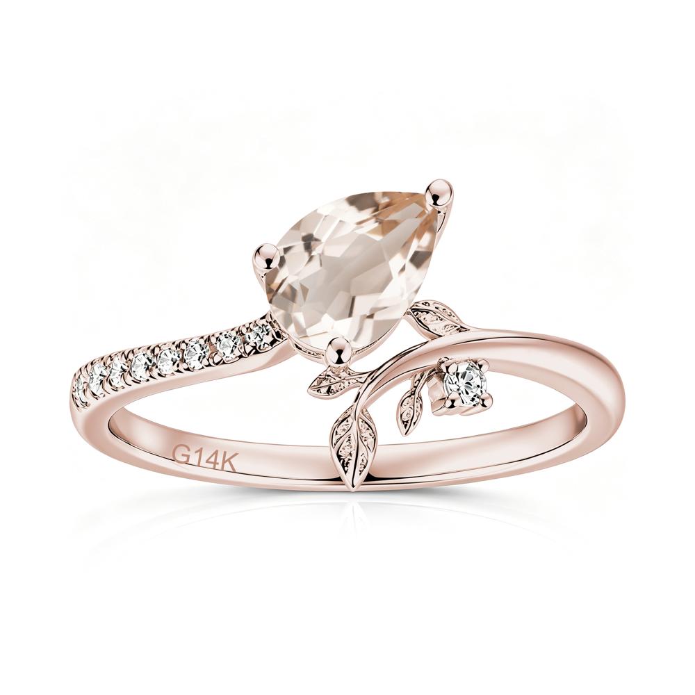 Pear Cut Emerald Twig Leaf Ring - LUO Jewelry #gemstone_Morganite