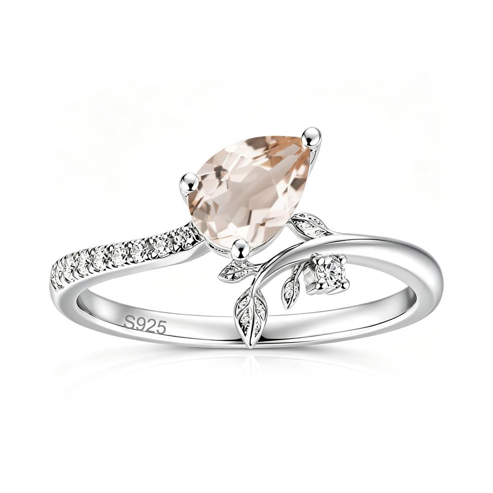 Pear Cut Emerald Twig Leaf Ring - LUO Jewelry #gemstone_Morganite