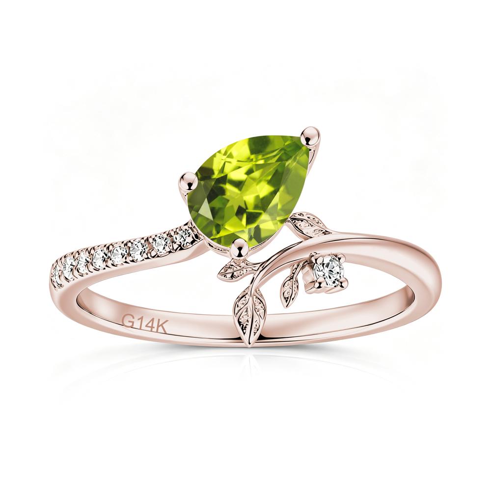 Pear Cut Emerald Twig Leaf Ring - LUO Jewelry #gemstone_Peridot