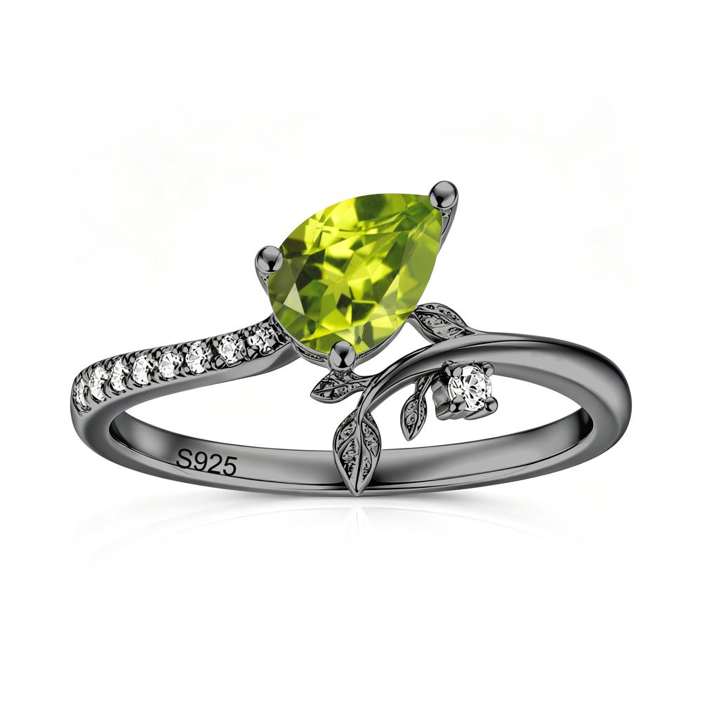 Pear Cut Emerald Twig Leaf Ring - LUO Jewelry #gemstone_Peridot