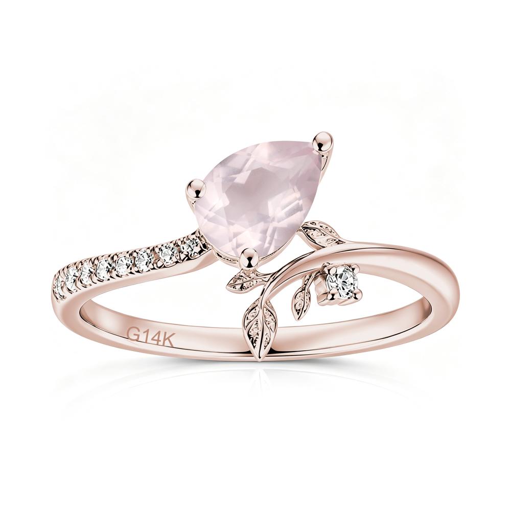 Pear Cut Emerald Twig Leaf Ring - LUO Jewelry #gemstone_Rose Quartz