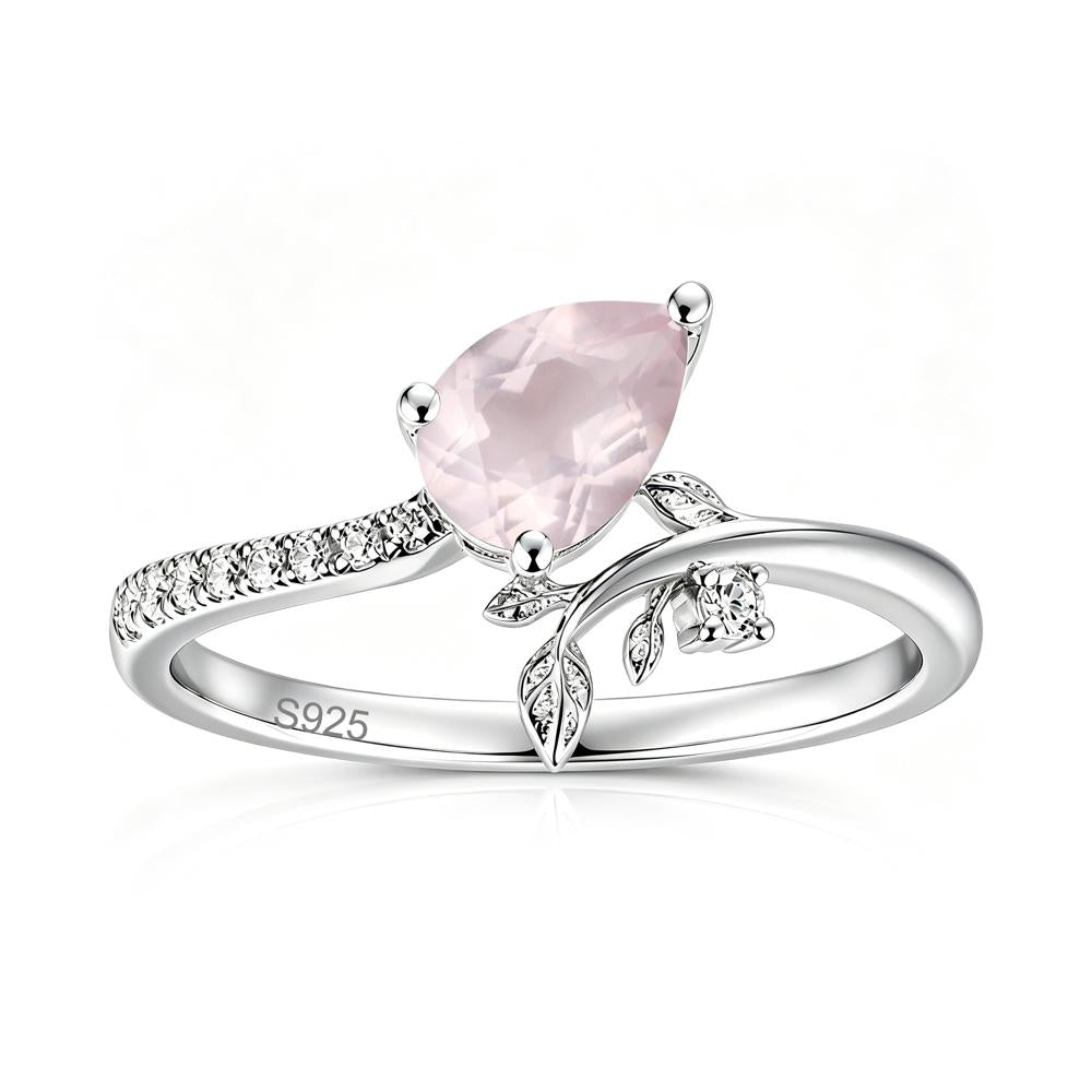 Pear Cut Emerald Twig Leaf Ring - LUO Jewelry #gemstone_Rose Quartz
