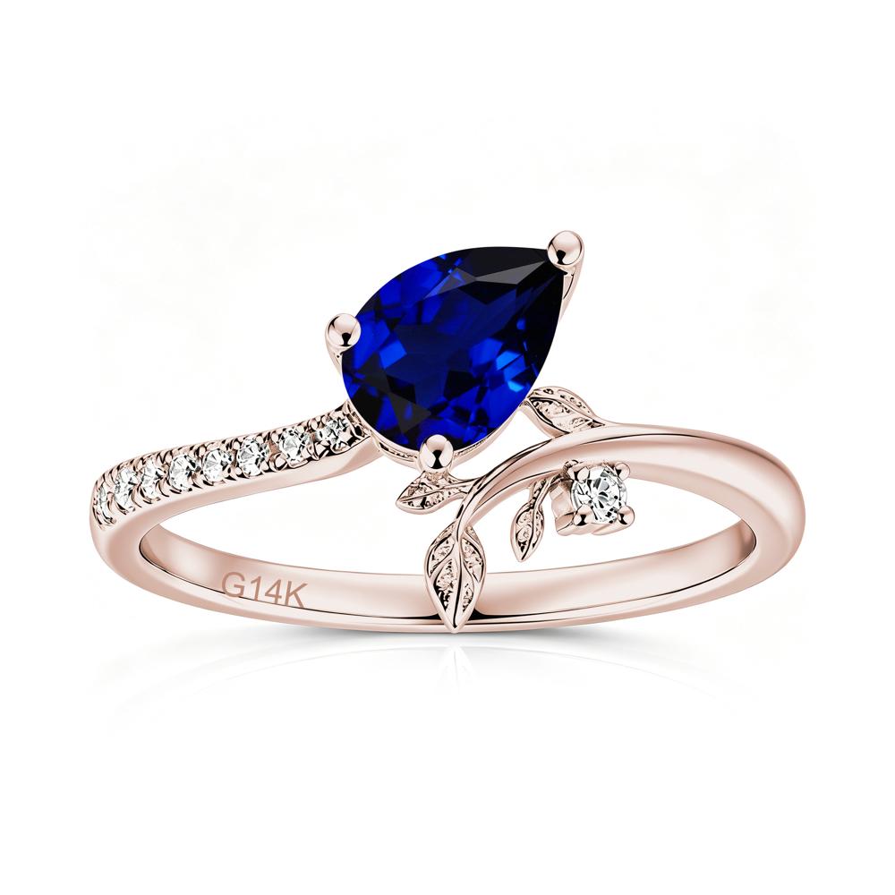 Pear Cut Emerald Twig Leaf Ring - LUO Jewelry #gemstone_Sapphire