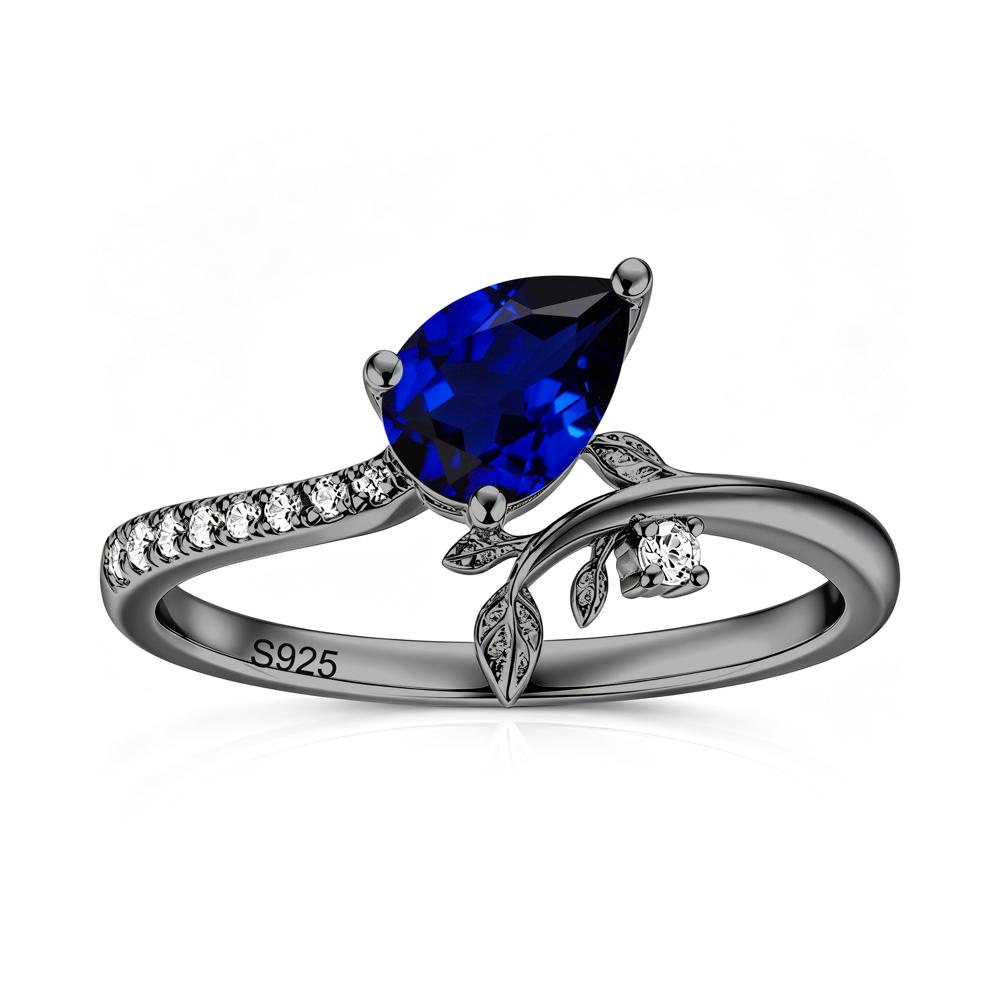 Pear Cut Emerald Twig Leaf Ring - LUO Jewelry #gemstone_Sapphire
