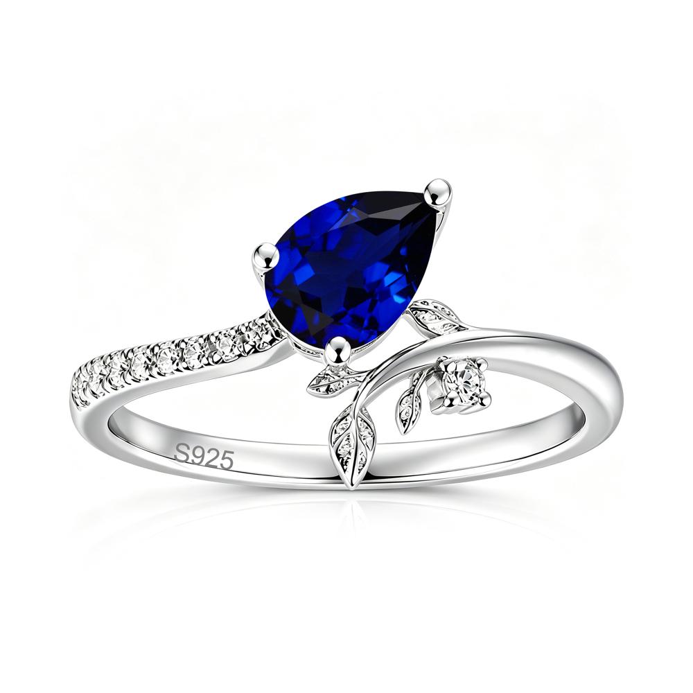 Pear Cut Emerald Twig Leaf Ring - LUO Jewelry #gemstone_Sapphire