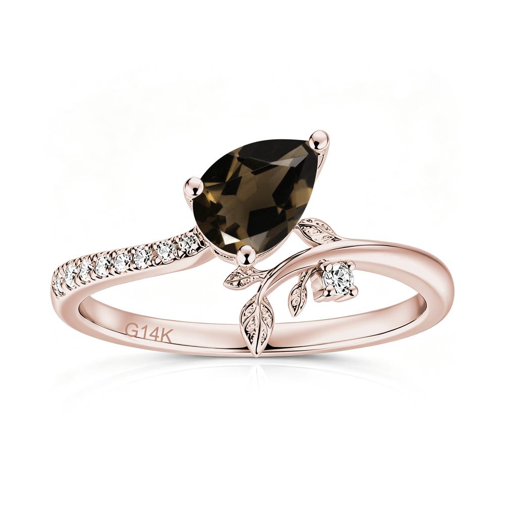 Pear Cut Emerald Twig Leaf Ring - LUO Jewelry #gemstone_Smoky Quartz