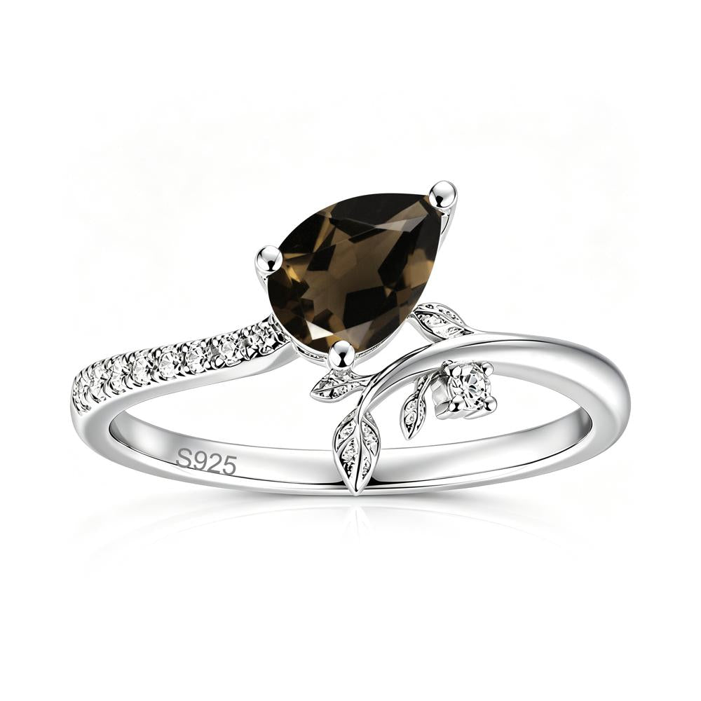 Pear Cut Emerald Twig Leaf Ring - LUO Jewelry #gemstone_Smoky Quartz