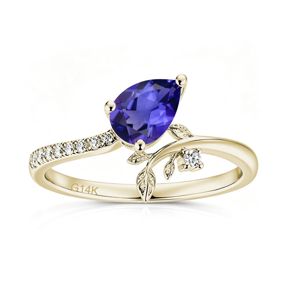 Pear Cut Emerald Twig Leaf Ring - LUO Jewelry #gemstone_Tanzanite