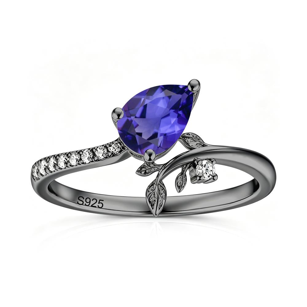 Pear Cut Emerald Twig Leaf Ring - LUO Jewelry #gemstone_Tanzanite