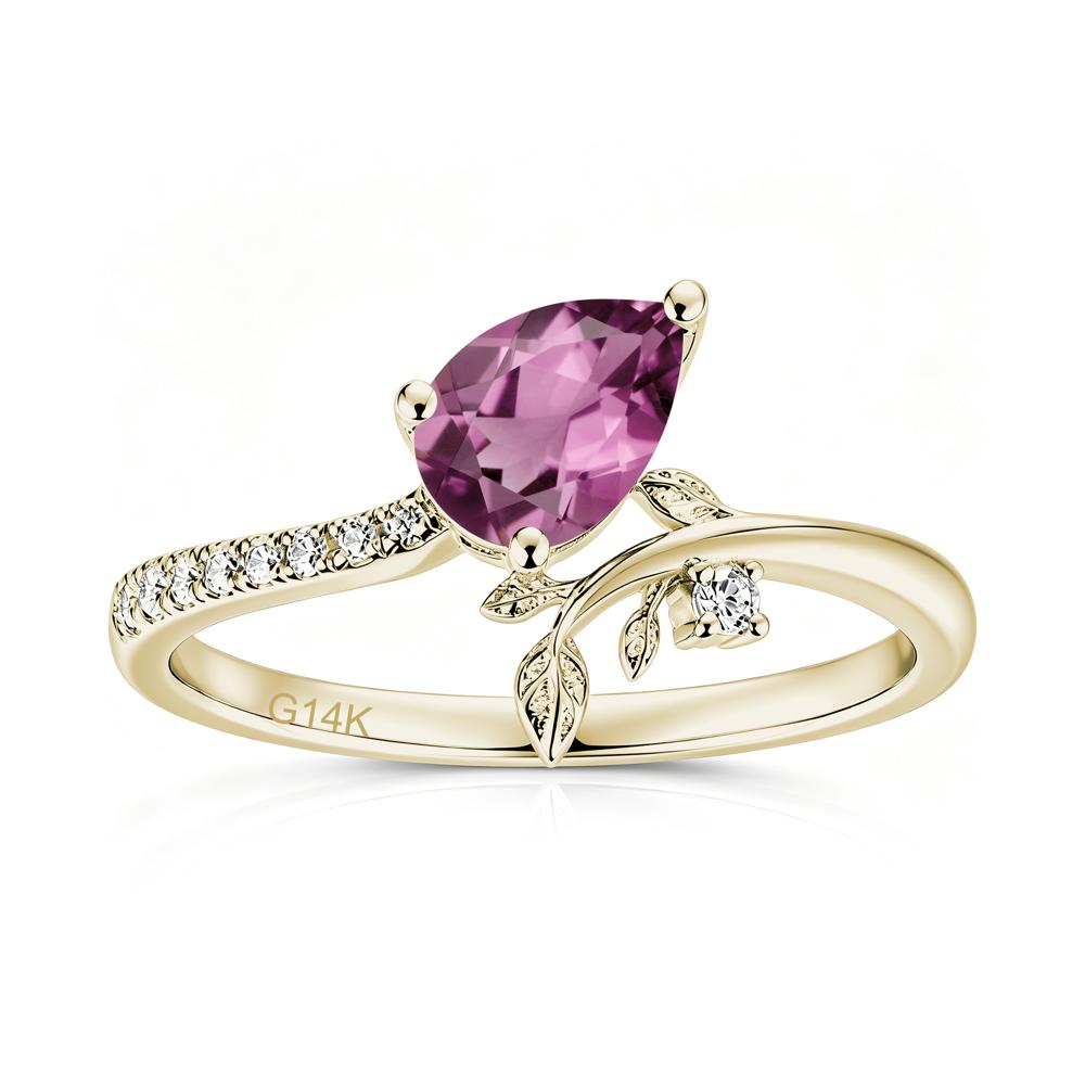 Pear Cut Emerald Twig Leaf Ring - LUO Jewelry #gemstone_Tourmaline