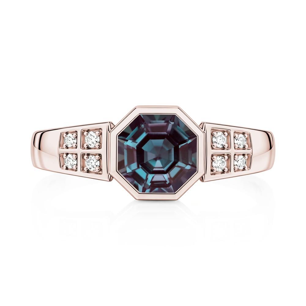 Bezel Setting Octagon London Blue Topaz Ring - LUO Jewelry #gemstone_Alexandrite