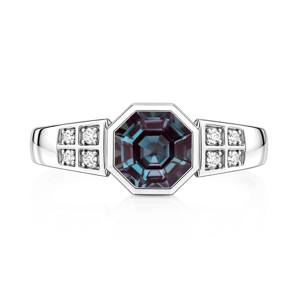 Bezel Setting Octagon London Blue Topaz Ring - LUO Jewelry #gemstone_Alexandrite