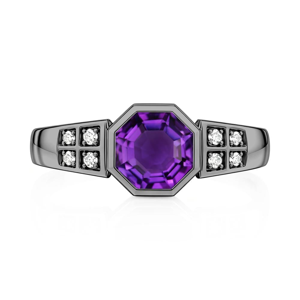 Bezel Setting Octagon London Blue Topaz Ring - LUO Jewelry #gemstone_Amethyst
