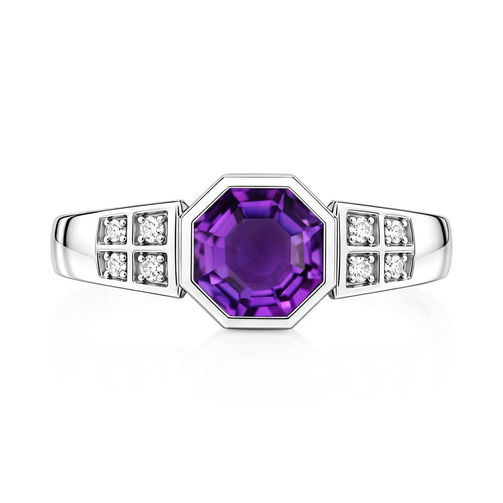 Bezel Setting Octagon London Blue Topaz Ring - LUO Jewelry #gemstone_Amethyst