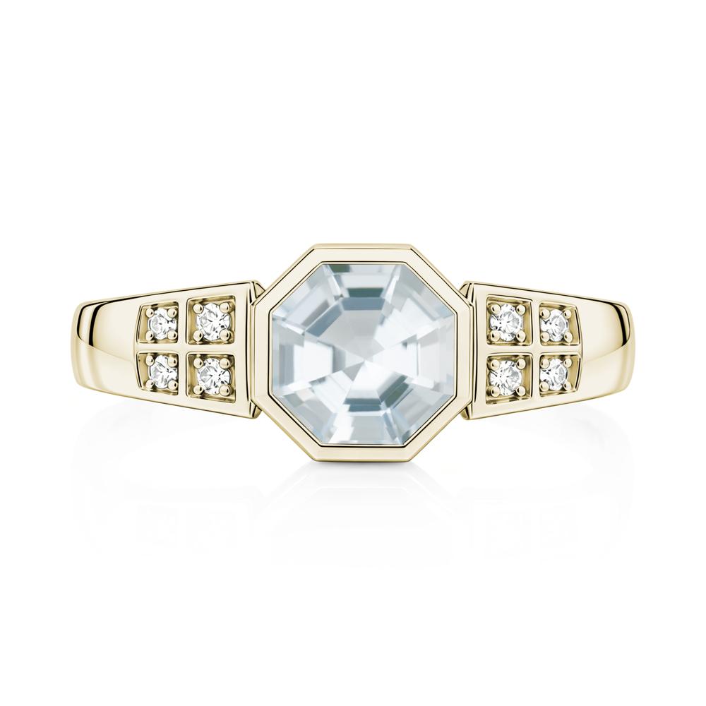 Bezel Setting Octagon London Blue Topaz Ring - LUO Jewelry #gemstone_Aquamarine