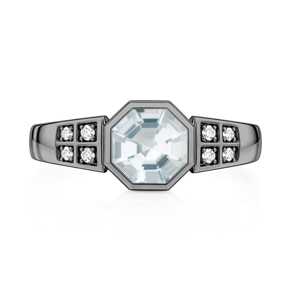 Bezel Setting Octagon London Blue Topaz Ring - LUO Jewelry #gemstone_Aquamarine