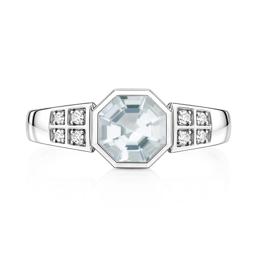 Bezel Setting Octagon London Blue Topaz Ring - LUO Jewelry #gemstone_Aquamarine