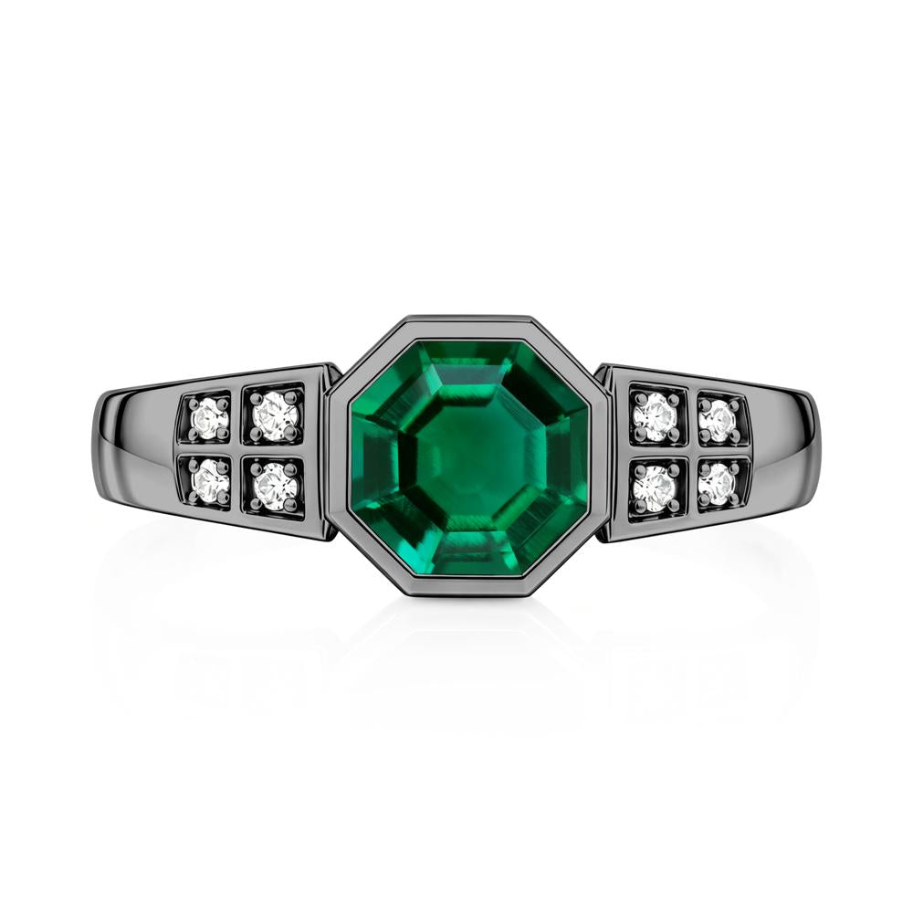 Bezel Setting Octagon London Blue Topaz Ring - LUO Jewelry #gemstone_Emerald