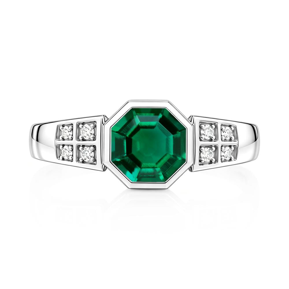 Bezel Setting Octagon London Blue Topaz Ring - LUO Jewelry #gemstone_Emerald
