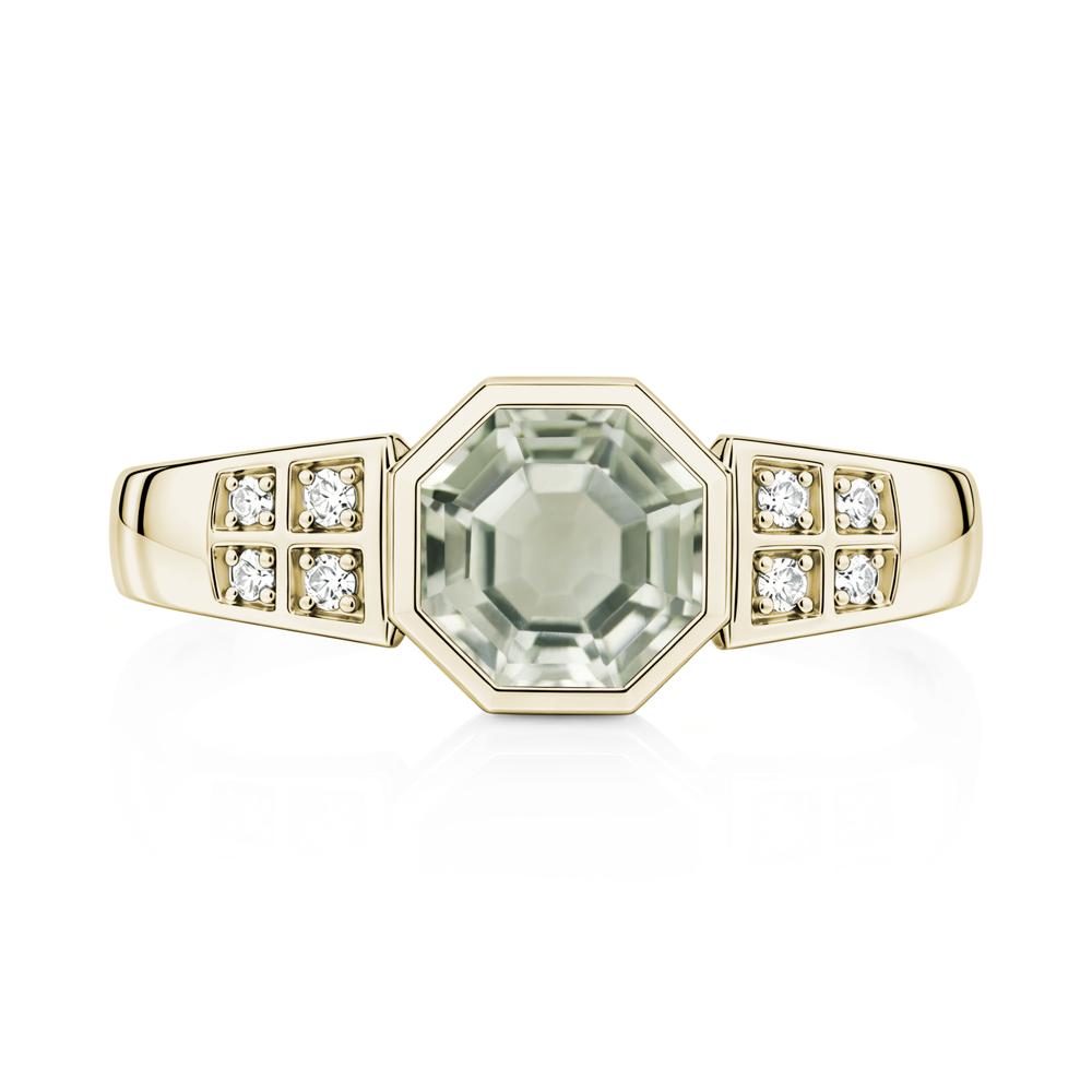 Bezel Setting Octagon London Blue Topaz Ring - LUO Jewelry #gemstone_Green Amethyst