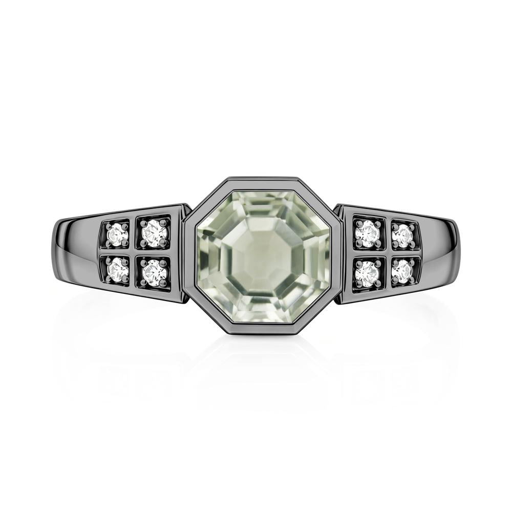 Bezel Setting Octagon London Blue Topaz Ring - LUO Jewelry #gemstone_Green Amethyst