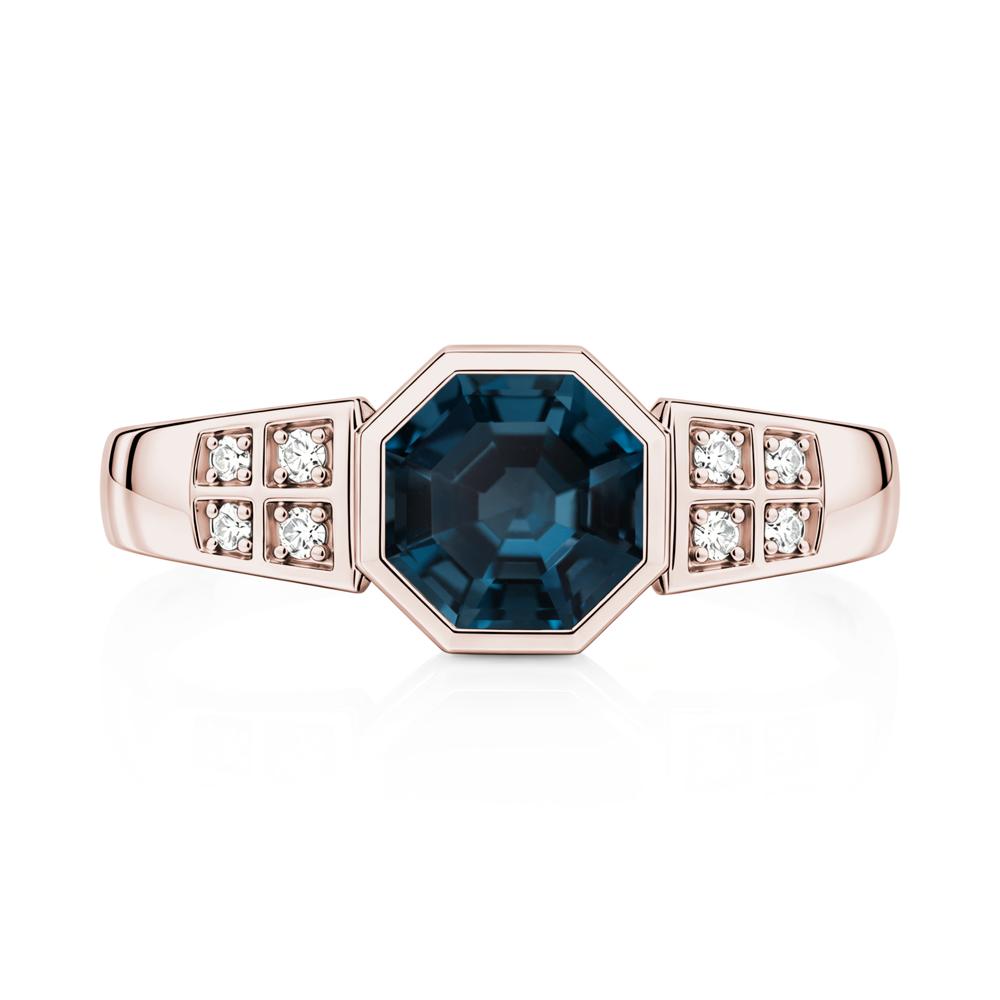 Bezel Setting Octagon London Blue Topaz Ring - LUO Jewelry #gemstone_London Blue Topaz