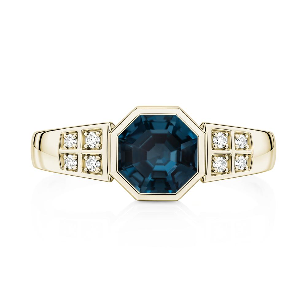 Bezel Setting Octagon London Blue Topaz Ring - LUO Jewelry #gemstone_London Blue Topaz