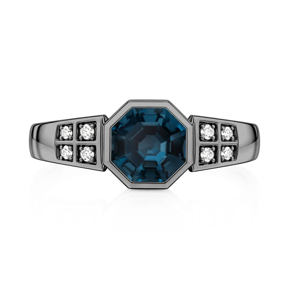 Bezel Setting Octagon London Blue Topaz Ring - LUO Jewelry #gemstone_London Blue Topaz