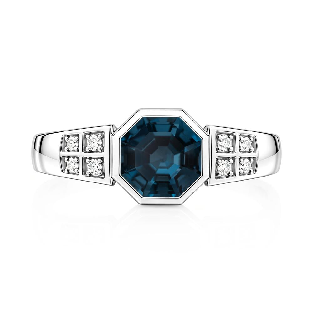 Bezel Setting Octagon London Blue Topaz Ring - LUO Jewelry #gemstone_London Blue Topaz
