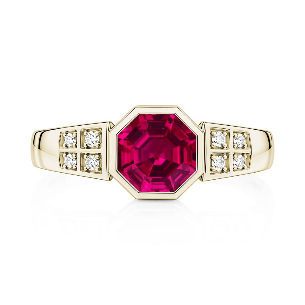 Bezel Setting Octagon London Blue Topaz Ring - LUO Jewelry #gemstone_Ruby