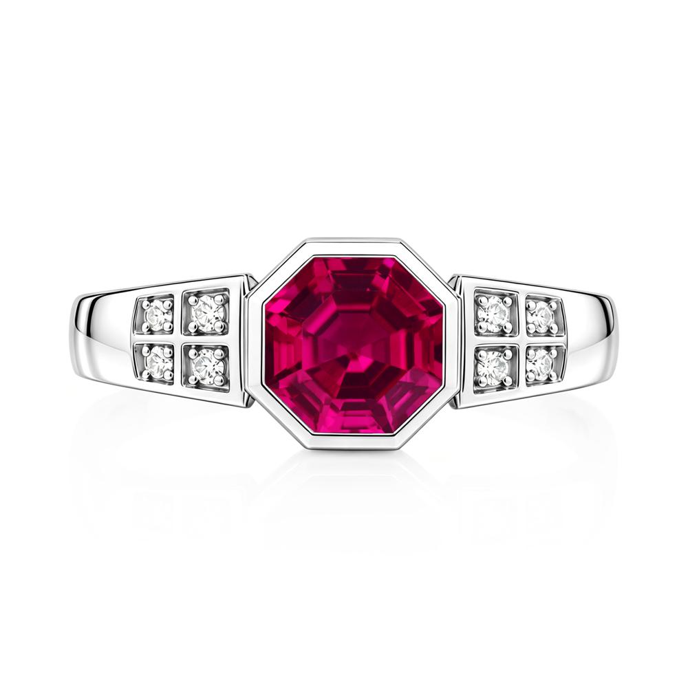 Bezel Setting Octagon London Blue Topaz Ring - LUO Jewelry #gemstone_Ruby