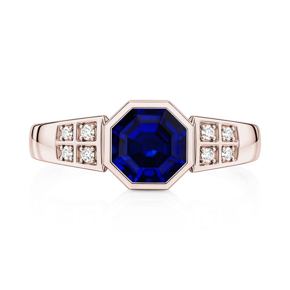 Bezel Setting Octagon London Blue Topaz Ring - LUO Jewelry #gemstone_Sapphire