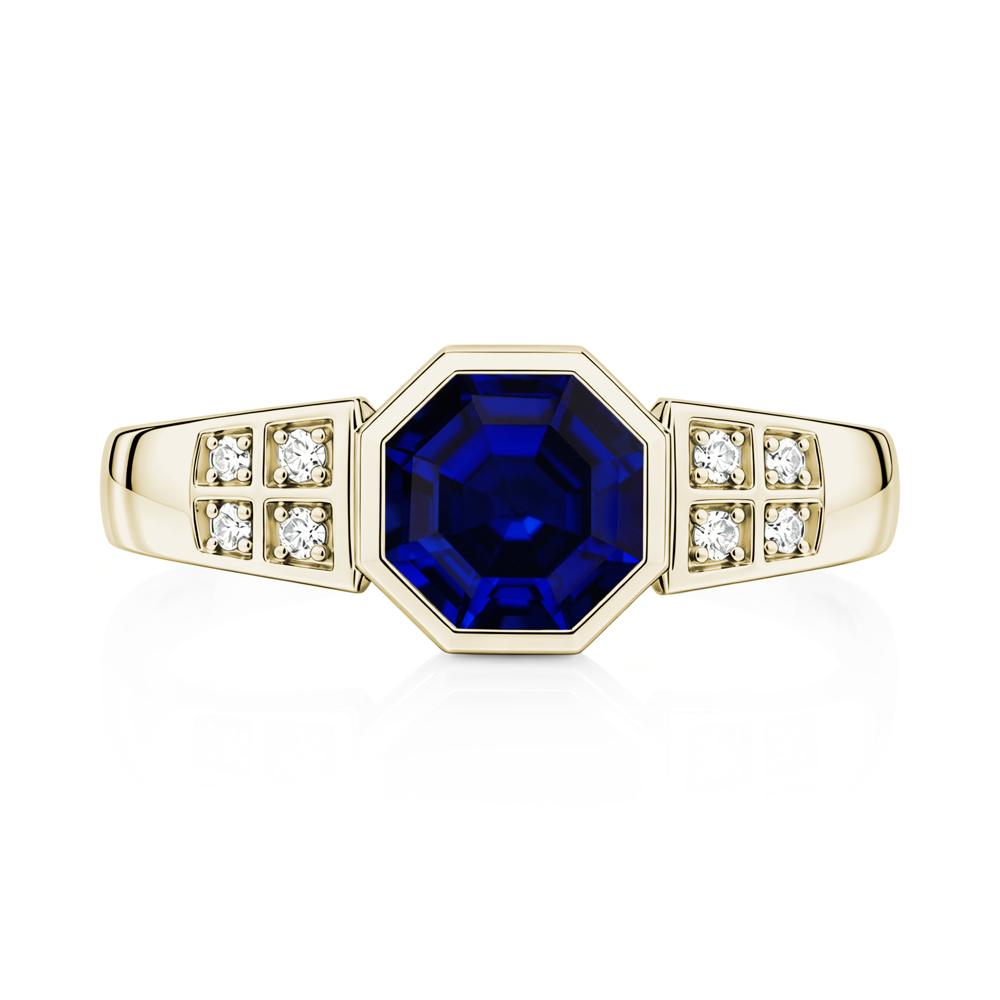 Bezel Setting Octagon London Blue Topaz Ring - LUO Jewelry #gemstone_Sapphire