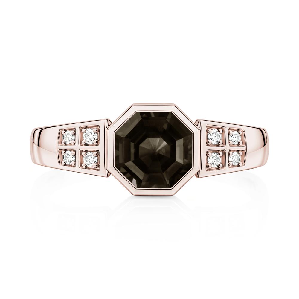 Bezel Setting Octagon London Blue Topaz Ring - LUO Jewelry #gemstone_Smoky Quartz